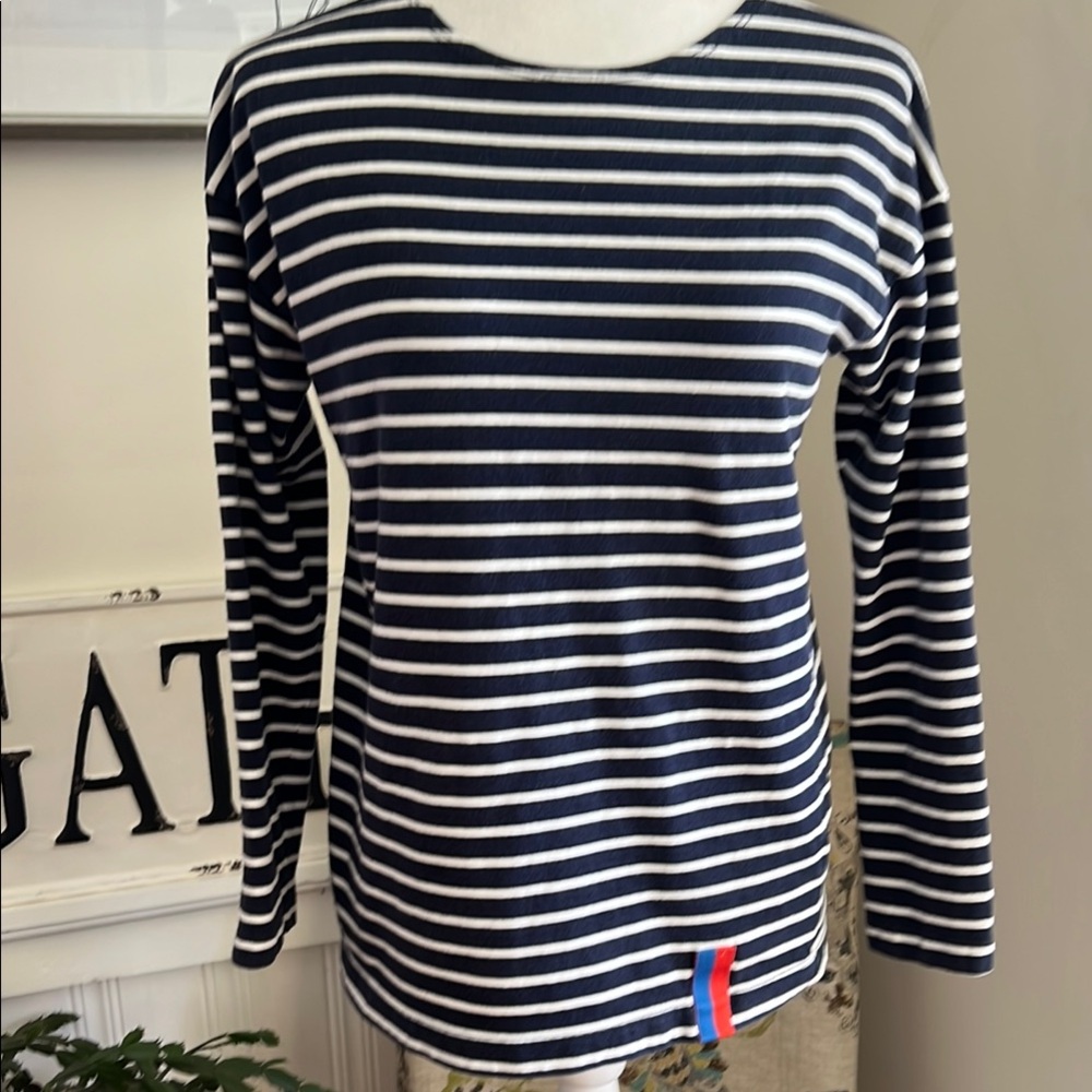 KULE The Boyfriend Navy/ Cream long Sleeve Top
